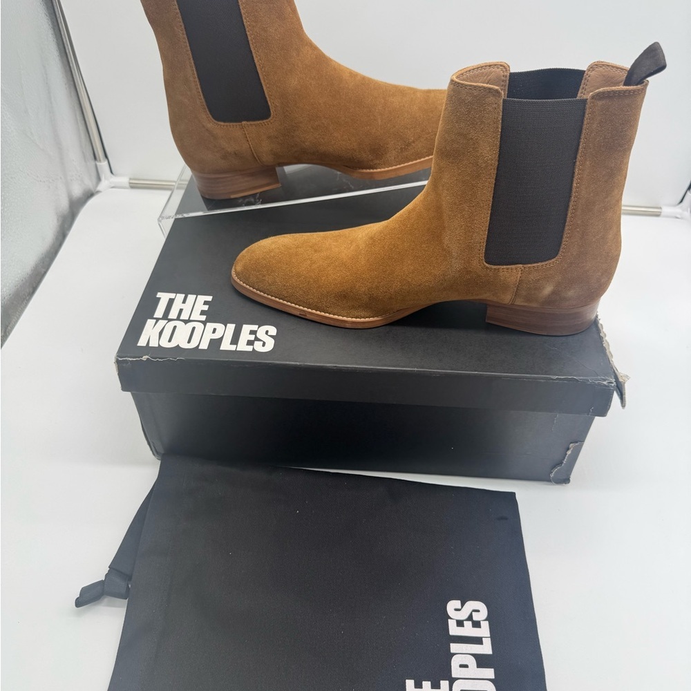 The Kooples Men's Tan Suede Chelsea Boots